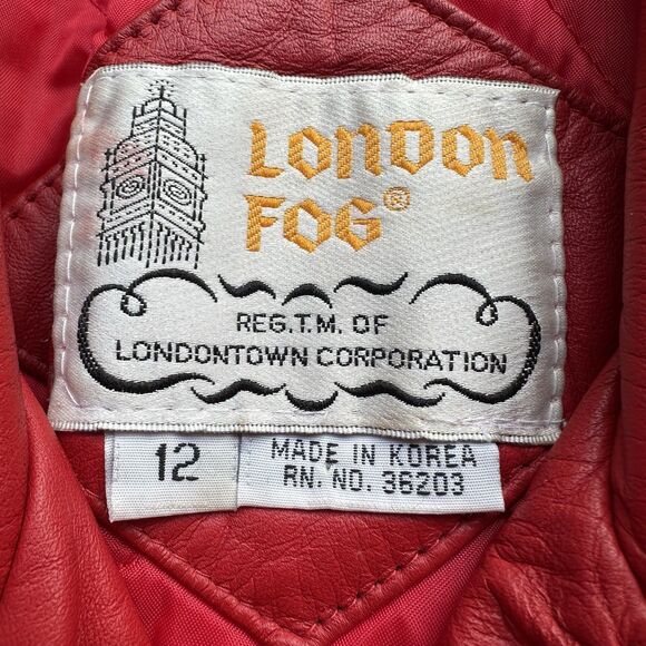 Rare Vintage London Fog Red Leather Moto Jacket Women’s 12 Made in Korea 80s - Picture 3 of 16